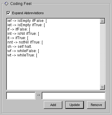 Окно настроек CodingFeel